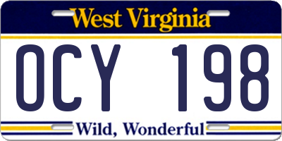 WV license plate OCY198