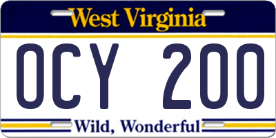 WV license plate OCY200