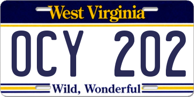 WV license plate OCY202