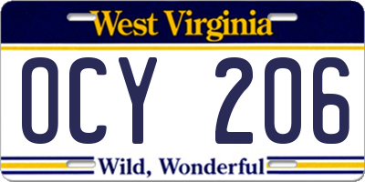 WV license plate OCY206