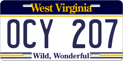 WV license plate OCY207