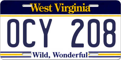 WV license plate OCY208
