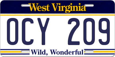 WV license plate OCY209
