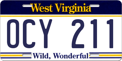 WV license plate OCY211