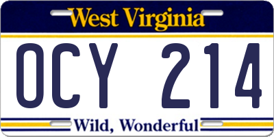 WV license plate OCY214