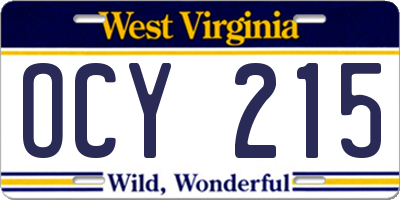 WV license plate OCY215