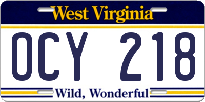 WV license plate OCY218
