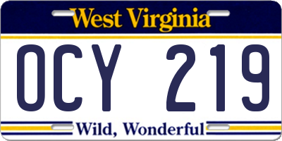 WV license plate OCY219