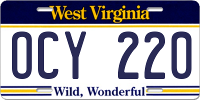 WV license plate OCY220