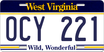 WV license plate OCY221
