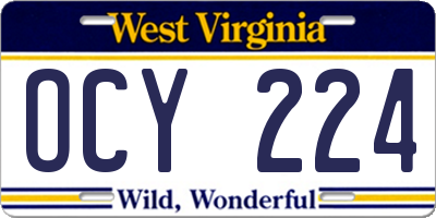 WV license plate OCY224
