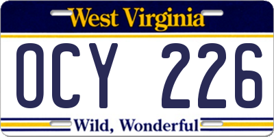 WV license plate OCY226