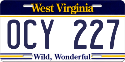 WV license plate OCY227