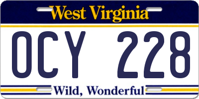 WV license plate OCY228