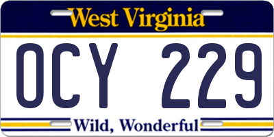 WV license plate OCY229