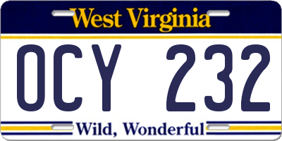 WV license plate OCY232