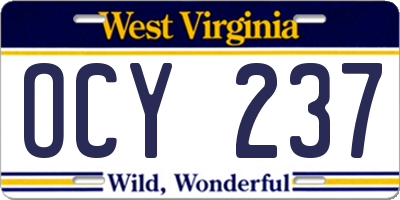 WV license plate OCY237