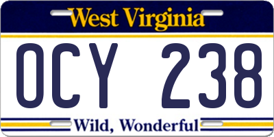 WV license plate OCY238