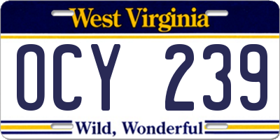 WV license plate OCY239