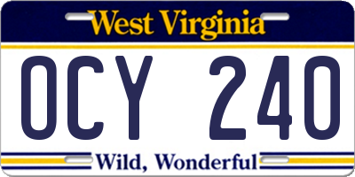 WV license plate OCY240