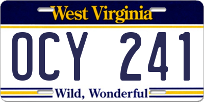 WV license plate OCY241