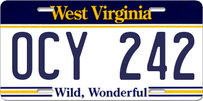 WV license plate OCY242