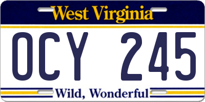 WV license plate OCY245