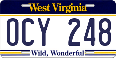 WV license plate OCY248