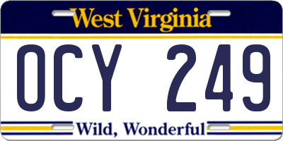 WV license plate OCY249