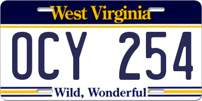 WV license plate OCY254