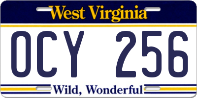 WV license plate OCY256