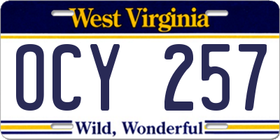 WV license plate OCY257