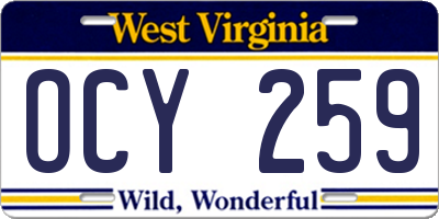 WV license plate OCY259