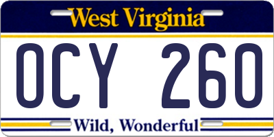 WV license plate OCY260