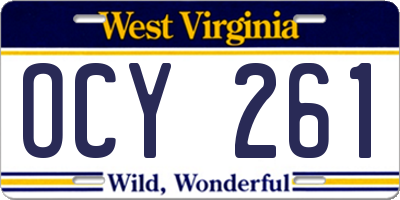 WV license plate OCY261