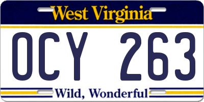 WV license plate OCY263