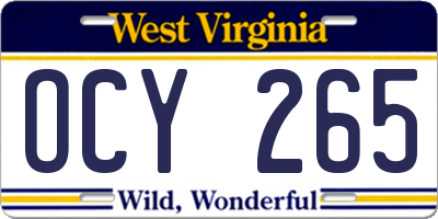 WV license plate OCY265