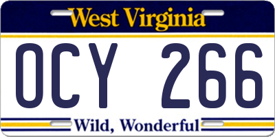 WV license plate OCY266