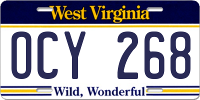 WV license plate OCY268