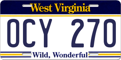 WV license plate OCY270