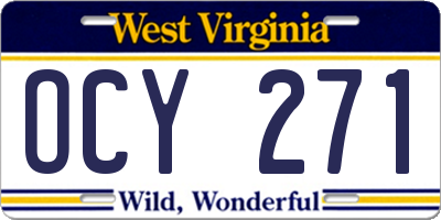 WV license plate OCY271
