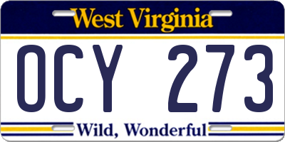 WV license plate OCY273