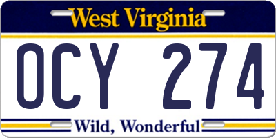 WV license plate OCY274