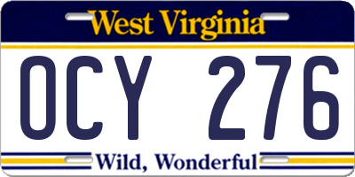 WV license plate OCY276
