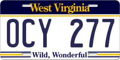 WV license plate OCY277
