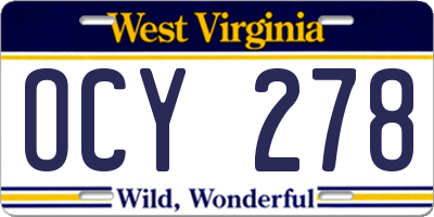 WV license plate OCY278