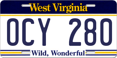 WV license plate OCY280