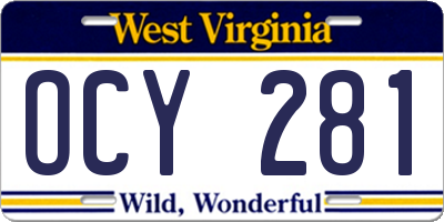 WV license plate OCY281
