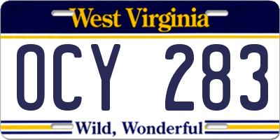 WV license plate OCY283