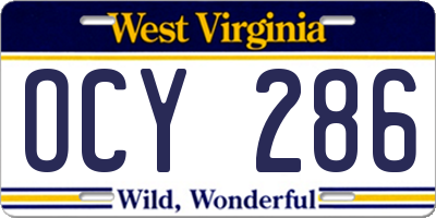 WV license plate OCY286
